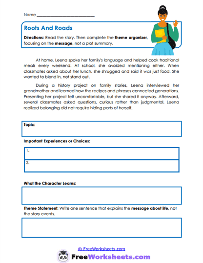 Roots and Roads Worksheet
