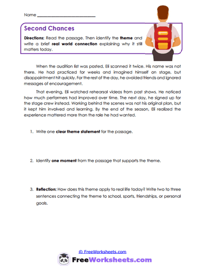 Second Chances Worksheet