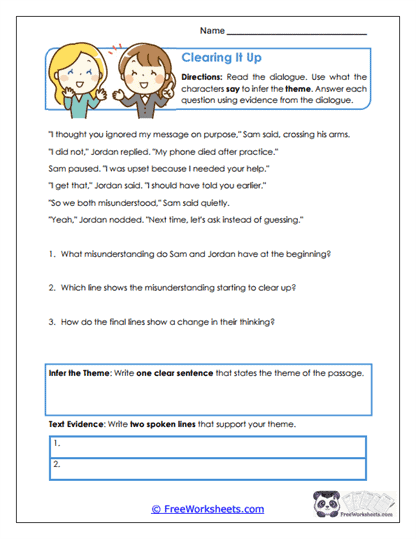 Theme Connections Worksheet