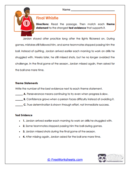 Grade 7 Theme of Stories Worksheet Collection