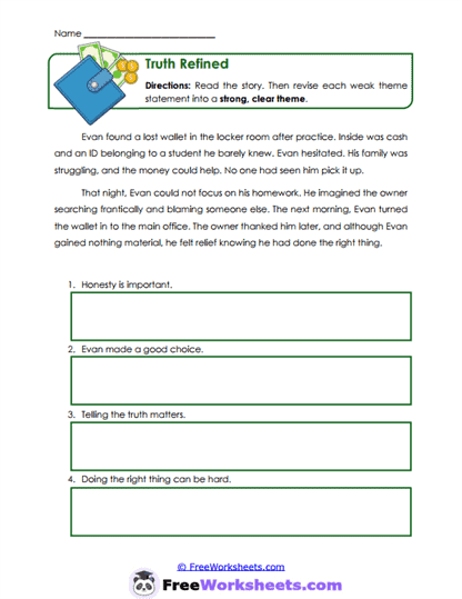 Truth Refined Worksheet