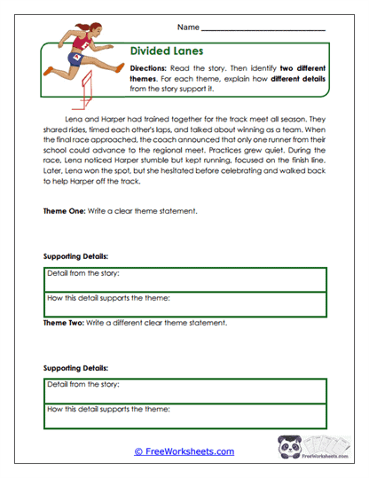 Divided Lanes Worksheet