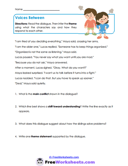 Voices Between Worksheet