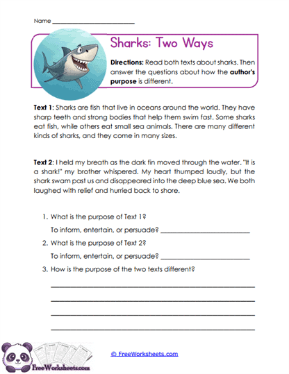 Sharks: Two Ways Worksheet