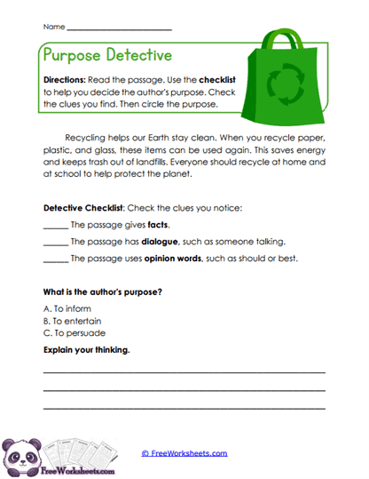 Purpose Detective Worksheet