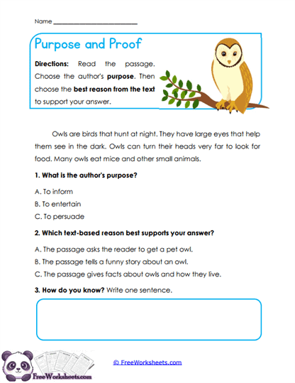Purpose and Proof Worksheet