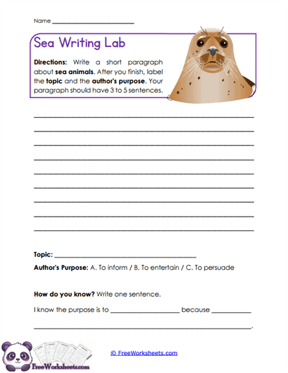 Sea Writing Lab Worksheet