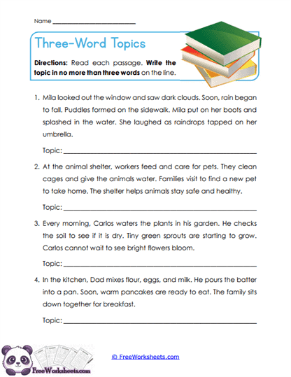 Three-Word Topics Worksheet