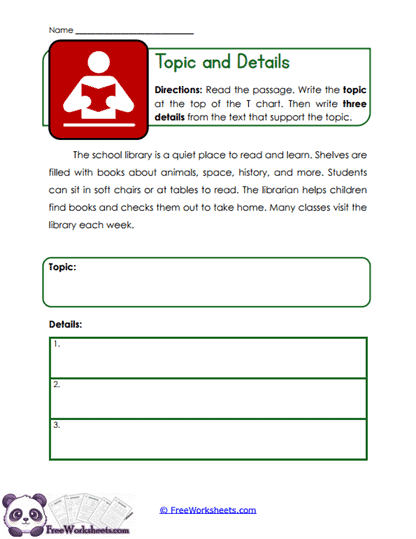 Topic and Details Worksheet