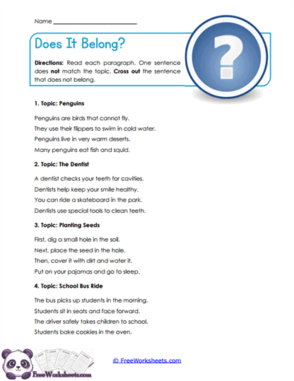 Does It Belong? Worksheet