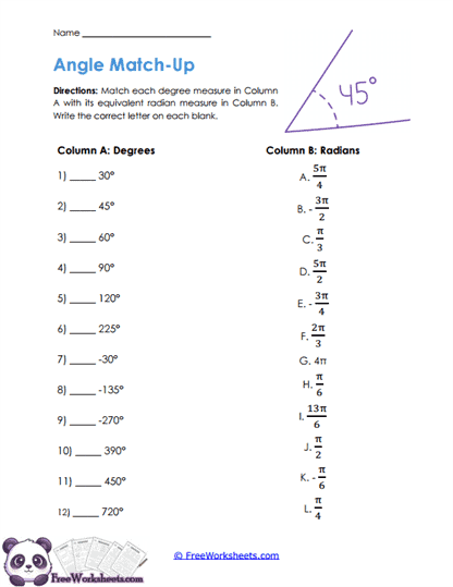 Degree Radians Worksheet