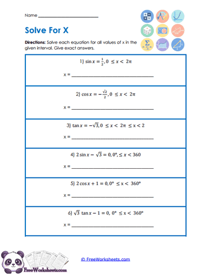 Equation Solve Worksheet