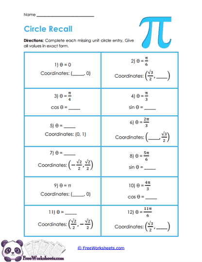 Circle Recall Worksheet