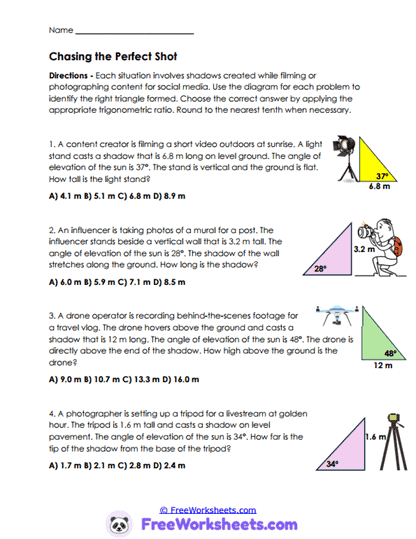 Shadow Shots Worksheet