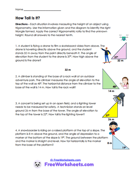 Trigonometry Word Problem Worksheet Collection