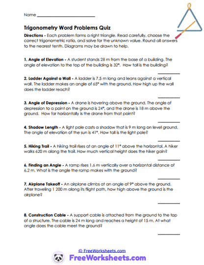 Trig Review Worksheet