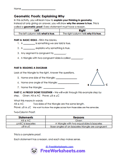 Two-Column Geometric Proof Worksheet Collection