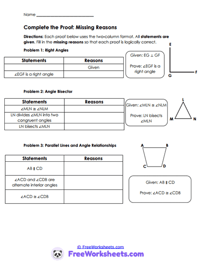 Reason Builder Worksheet