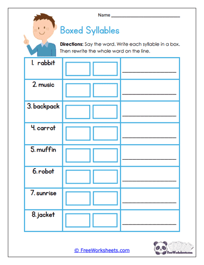 Two-Syllable Word Worksheets