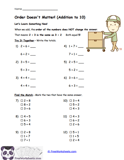 Order Matters Worksheet