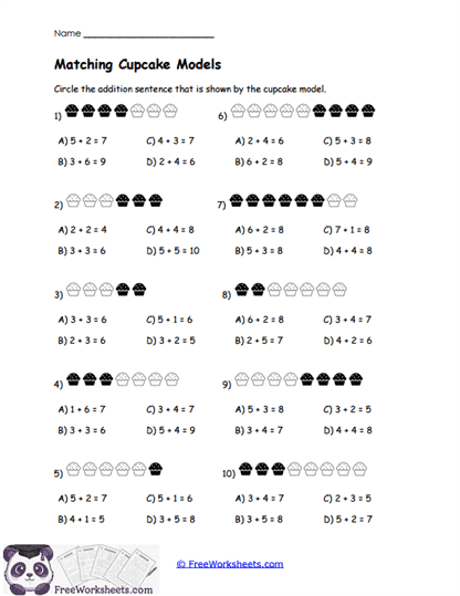 Cupcake Count Worksheet