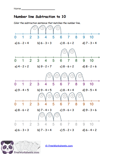 Line Subtract Worksheet