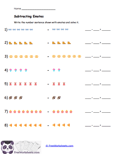 Emoji Subtract Worksheet