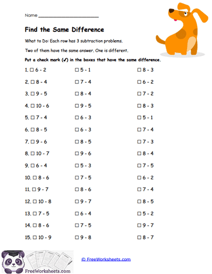 Same Difference Worksheet