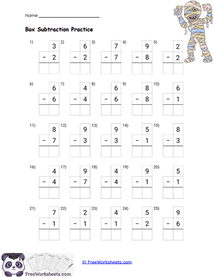 Story Subtract Worksheet