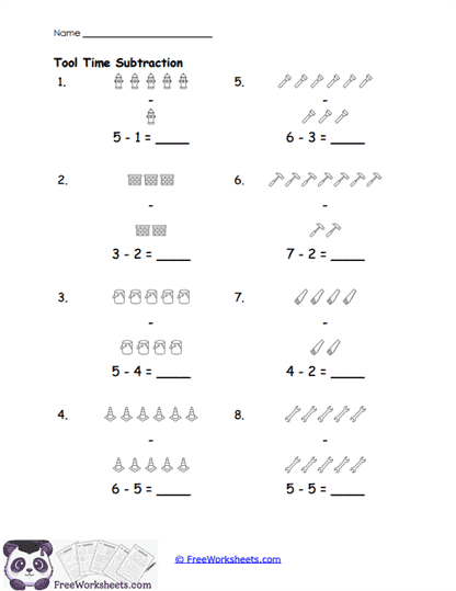 Tool Subtract Worksheet