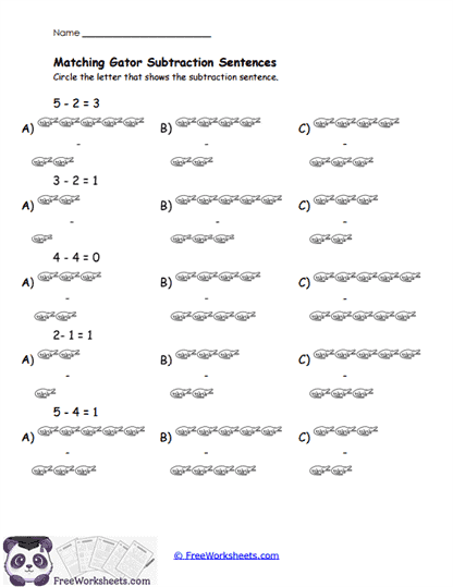 Gator Match Worksheet