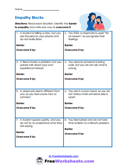 Empathy Barriers Worksheet