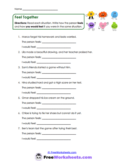 Shared Feelings Worksheet