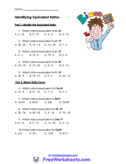 Match Values Worksheet