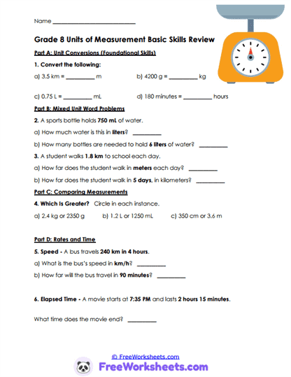 Measurement Basics Worksheet