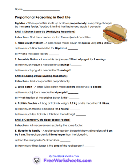 Scaling Situations Worksheet
