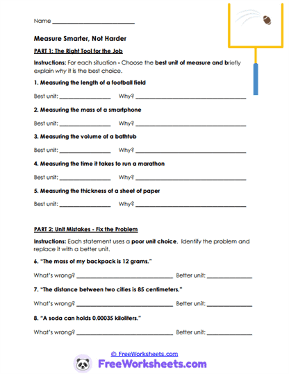Smart Measuring Worksheet