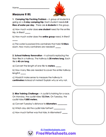 Measurement Missions Worksheet