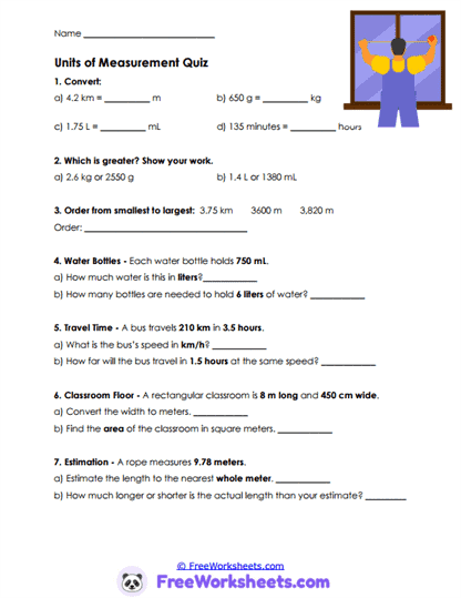 Measurement Review Worksheet