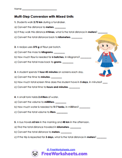 Conversion Chains Worksheet