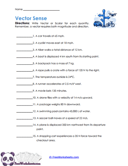 Vector Basics Worksheet