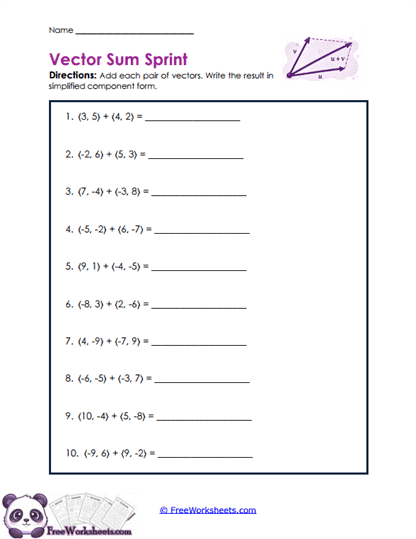 Vector Addition Worksheet