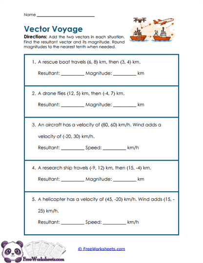 Vector Journeys Worksheet