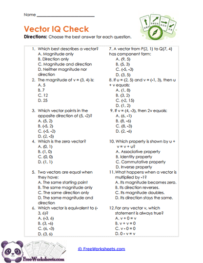 Vector Review Worksheet