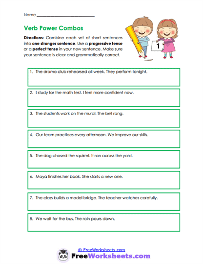Sentence Blending Worksheet
