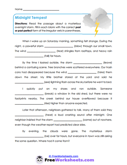 Storm Sequence Worksheet