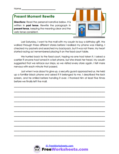 Present Rewrite Worksheet