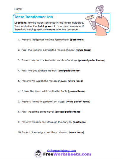 Tense Transformation Worksheet
