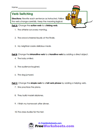 Function Switching Worksheet