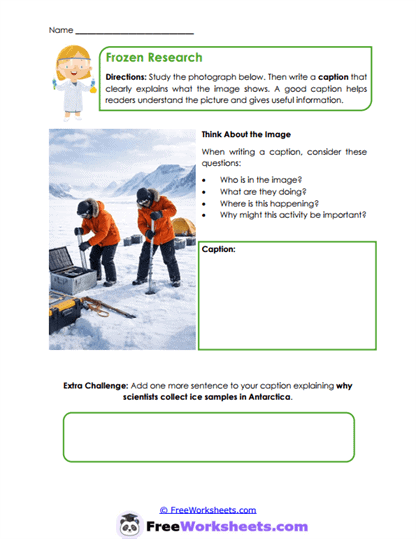 Caption Writers Worksheet